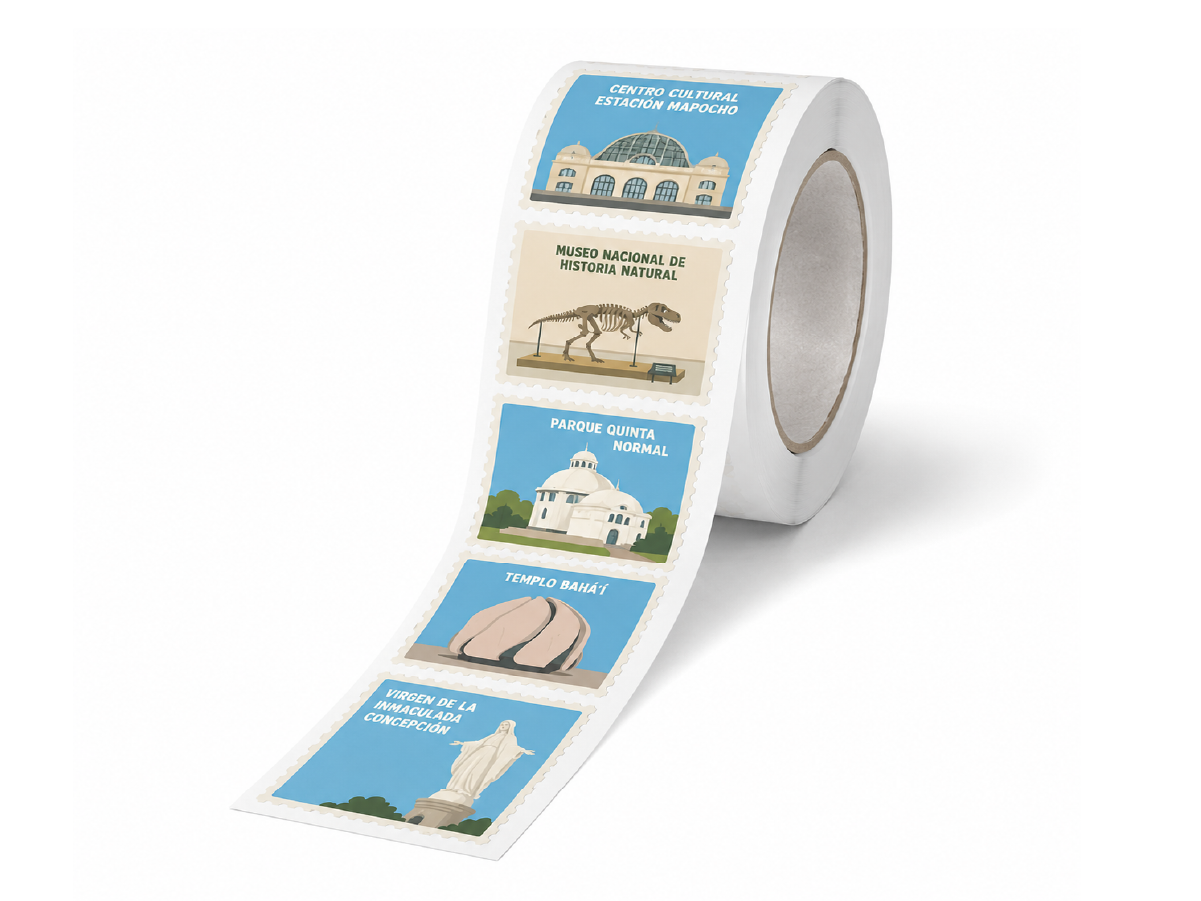 Atakama — rollo de stickers postales