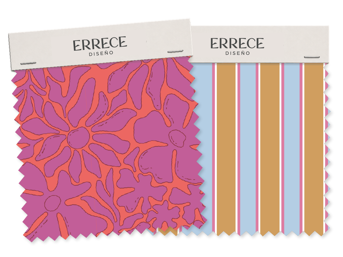 Pattern — flores moradas y rayas